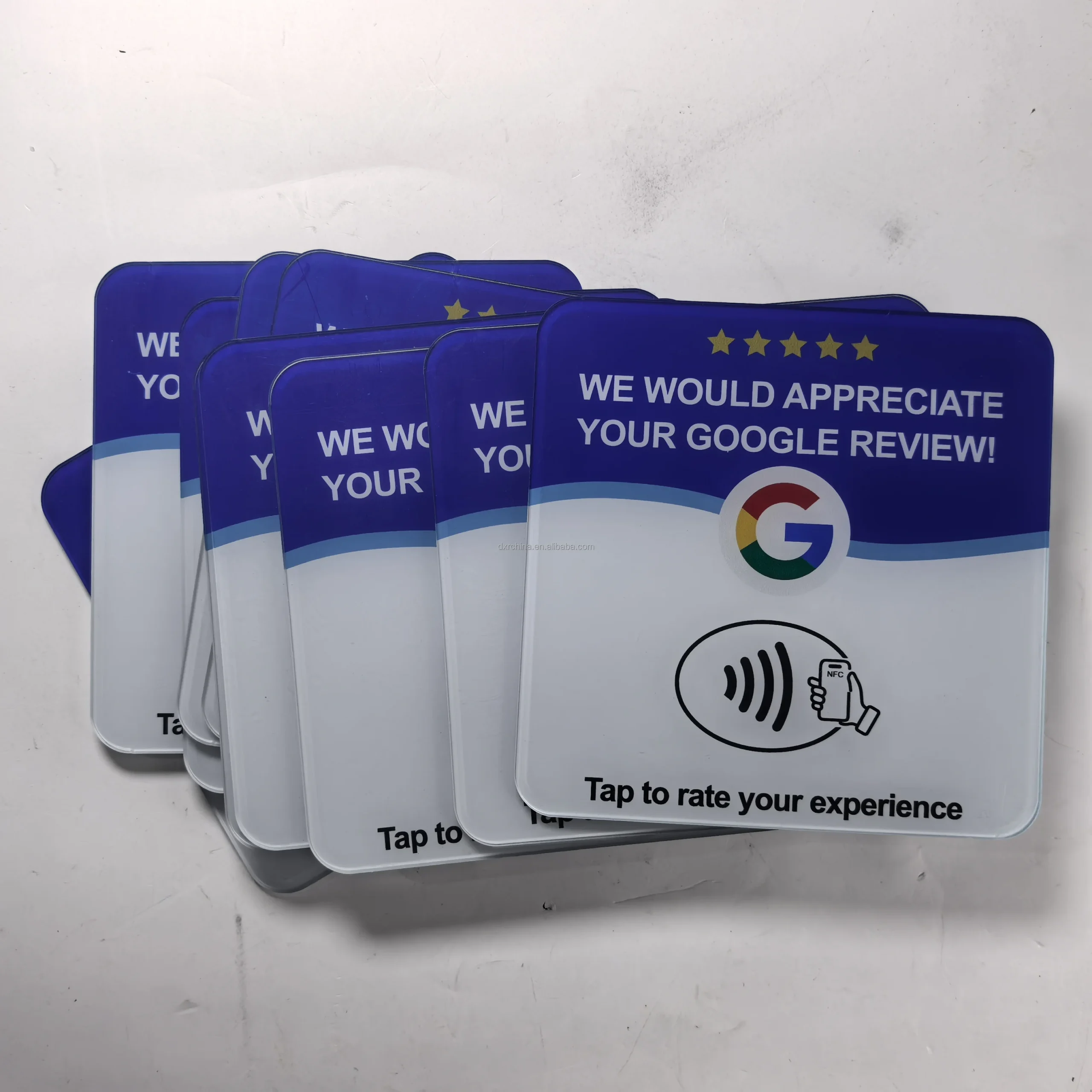 Genuine 213 Chip Acrylic NFC Google Review 13.56MHz RFID Chip URL Programable Waterproof Tap Plate Stand Card with Adhesive - Image 3