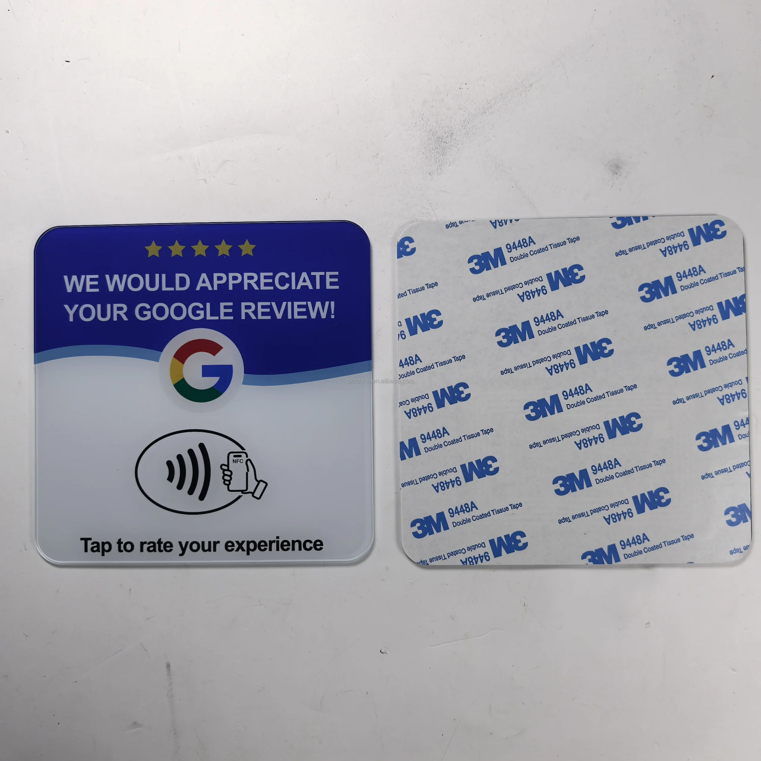 Genuine 213 Chip Acrylic NFC Google Review 13.56MHz RFID Chip URL Programable Waterproof Tap Plate Stand Card with Adhesive