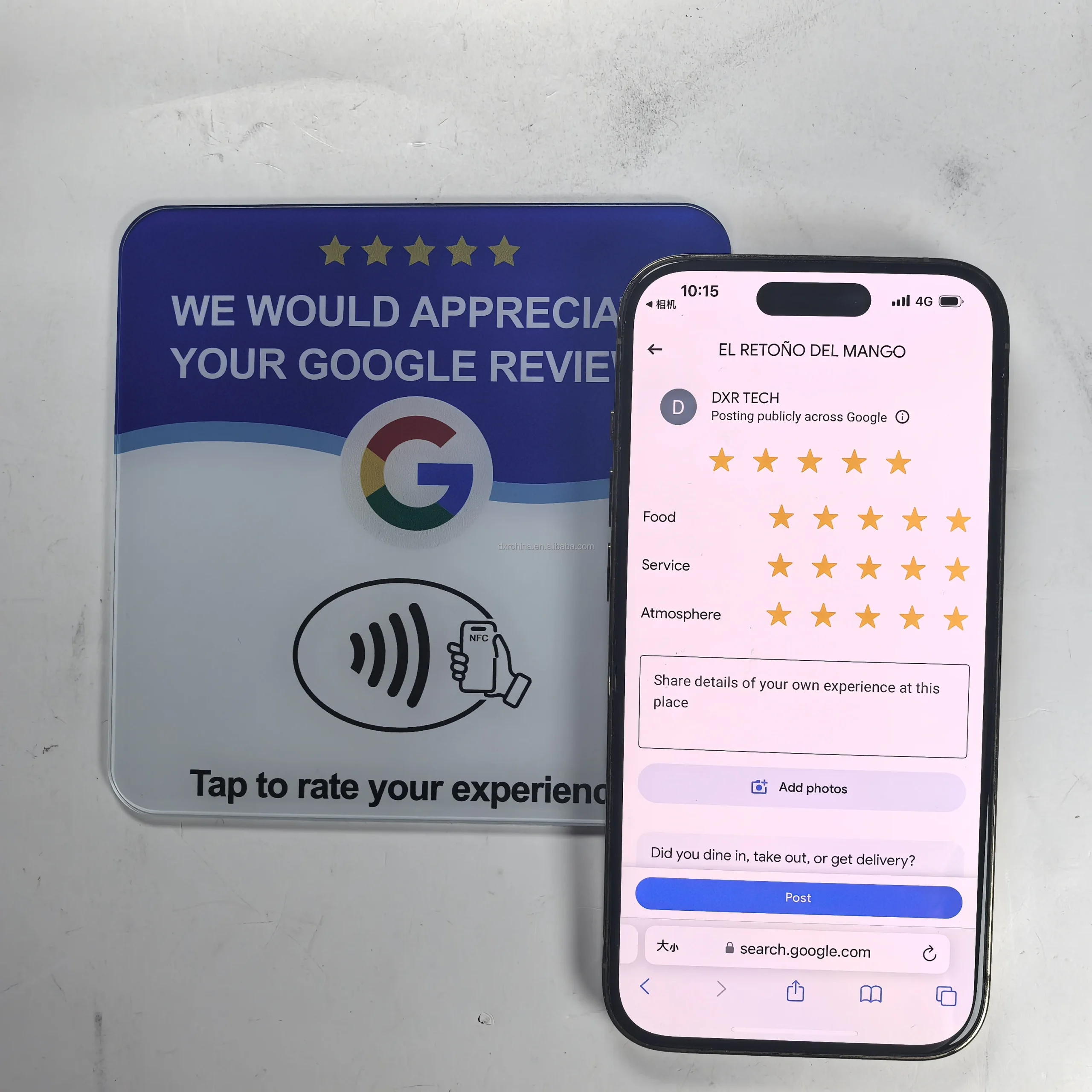 Genuine 213 Chip Acrylic NFC Google Review 13.56MHz RFID Chip URL Programable Waterproof Tap Plate Stand Card with Adhesive - Image 5