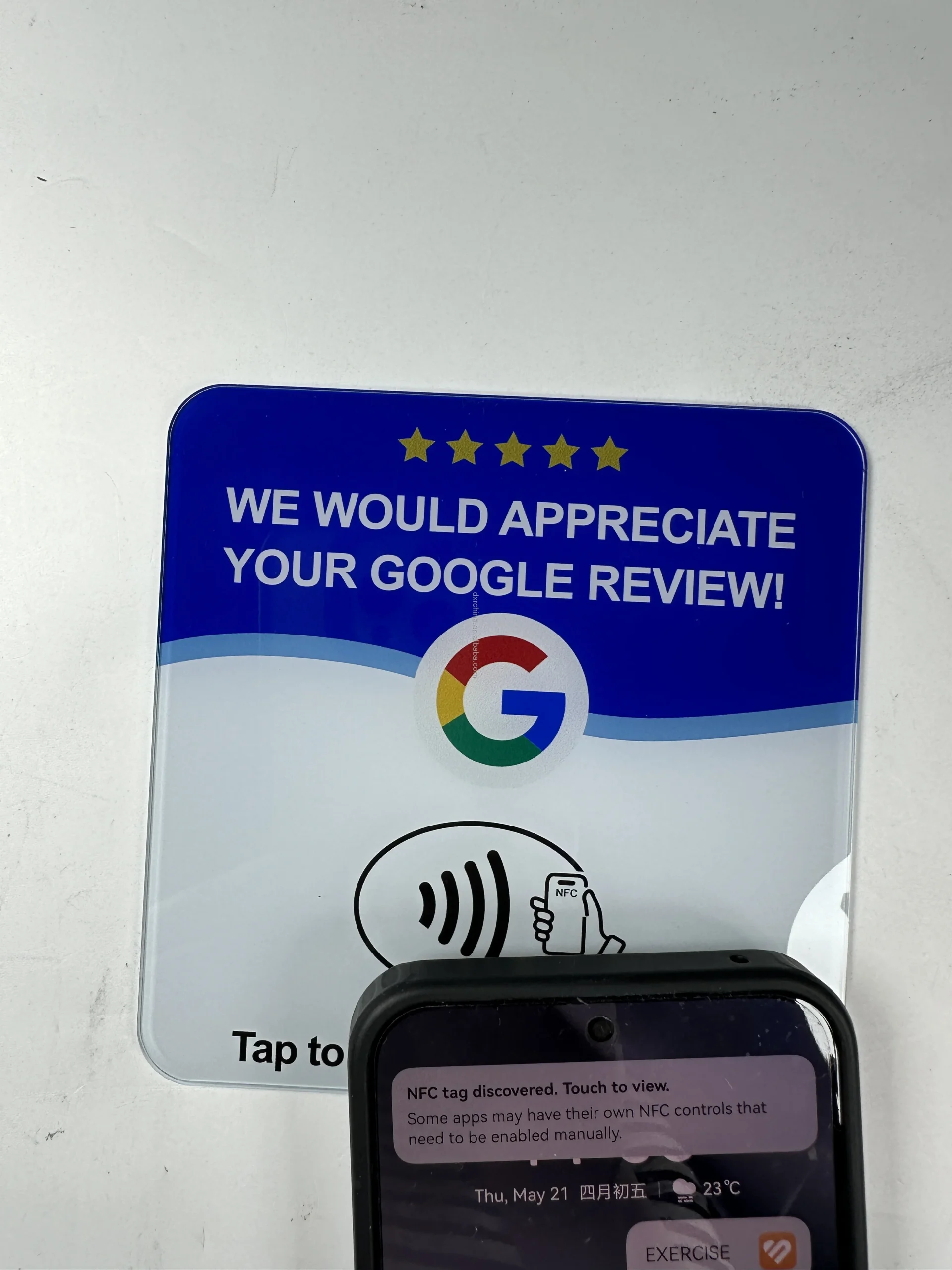 Genuine 213 Chip Acrylic NFC Google Review 13.56MHz RFID Chip URL Programable Waterproof Tap Plate Stand Card with Adhesive - Image 6